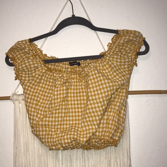 Brandy Melville Tops - yellow gingham print off the shoulder top